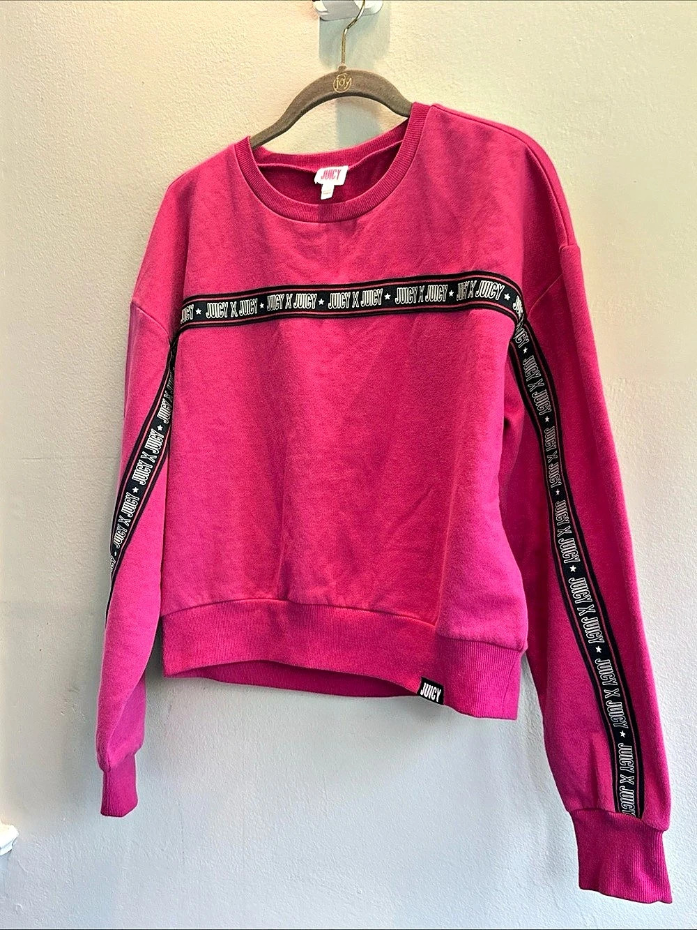 Juicy CoutureBlack Tape  Logo Trim Sweatshirt in Pink Size Small